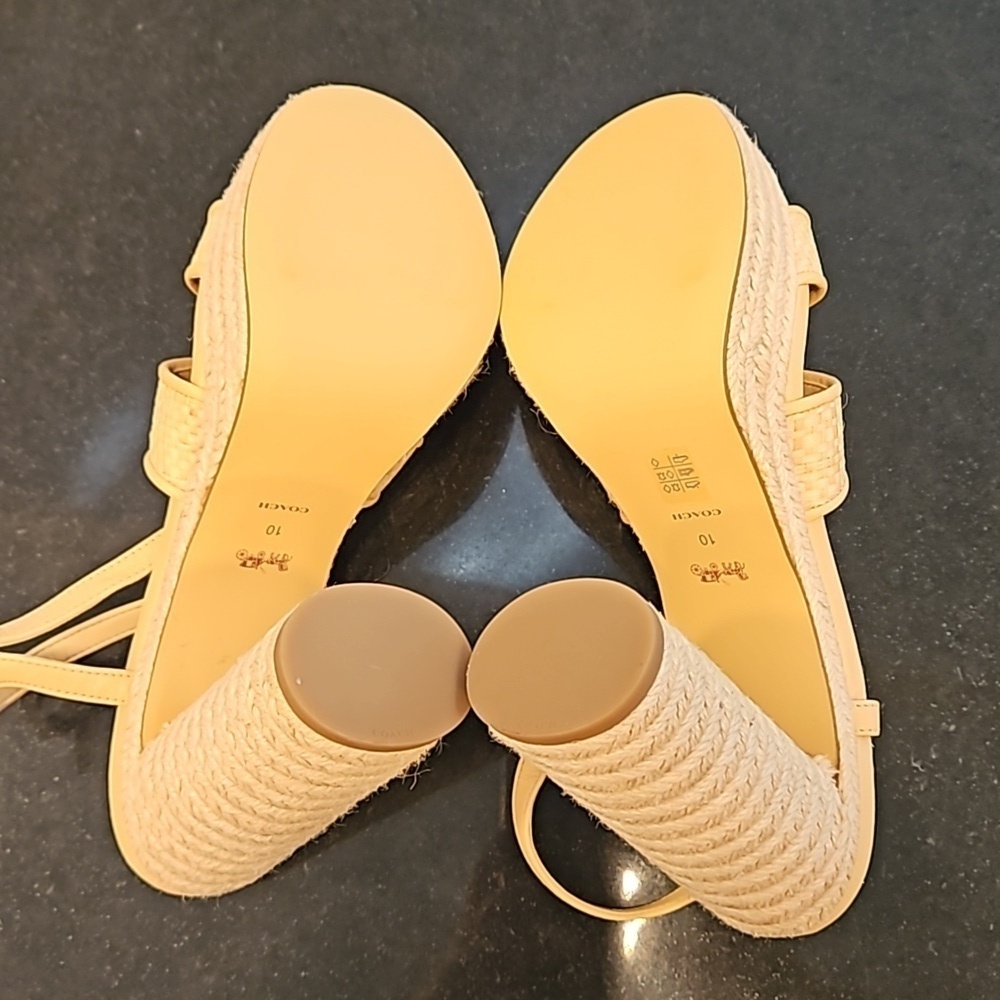 πCOACHπ Talina Platform Raffia Espadrille Sandal ~ Neutral 10 New without Box - Picture 15 of 16